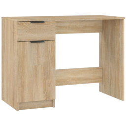 vidaXL Single Door Single Drawer Computer Desk Sonoma Oak - Size: 75 x 100 x 50cm - Brown - Wilko - thumbnail 3