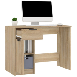 vidaXL Single Door Single Drawer Computer Desk Sonoma Oak - Size: 75 x 100 x 50cm - Brown - Wilko - thumbnail 5