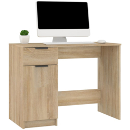 vidaXL Single Door Single Drawer Computer Desk Sonoma Oak - Size: 75 x 100 x 50cm - Brown - Wilko - thumbnail 4