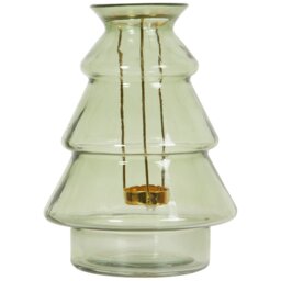 Christmas Tree Glass Tealight Holder and Vase - Green - Size: 17 x 25 x 17 cm - Wilko
