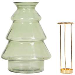 Christmas Tree Glass Tealight Holder and Vase - Green - Size: 17 x 25 x 17 cm - Wilko - thumbnail 4