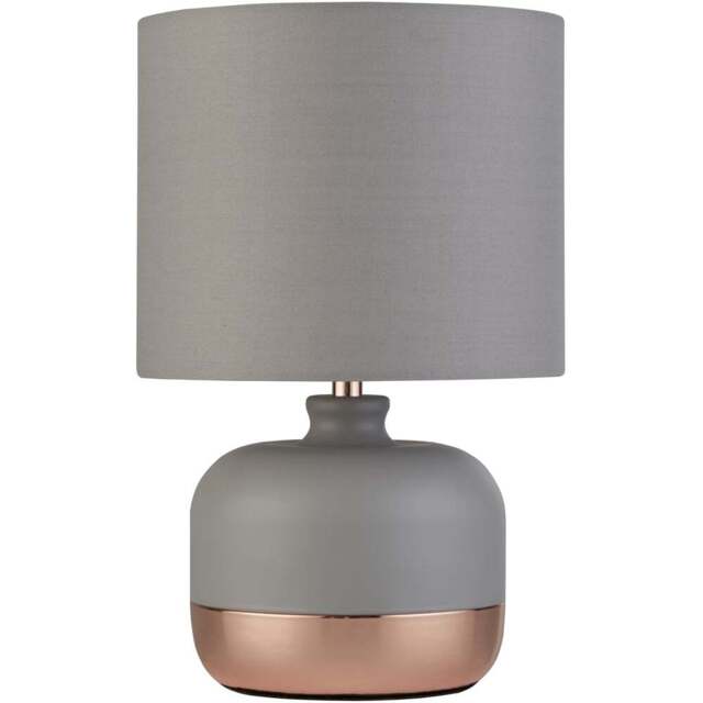 Lighting Collection Grey and Copper Table Lamp - Size: 27.5 x 18 x 18cm - Wilko - image 1