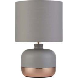 Lighting Collection Grey and Copper Table Lamp - Size: 27.5 x 18 x 18cm - Wilko
