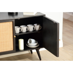 Desser Manhattan 3 Door Black Rattan and Mango Wood Sideboard - Size: 45 x 145 x 70cm - Multi - Wilko - thumbnail 6