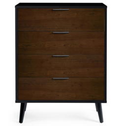 Julian Bowen Alba 4 Drawer Walnut Oak and Matt Black Wide Chest of Drawers - Multi - Wilko - thumbnail 4