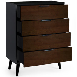 Julian Bowen Alba 4 Drawer Walnut Oak and Matt Black Wide Chest of Drawers - Multi - Wilko - thumbnail 5