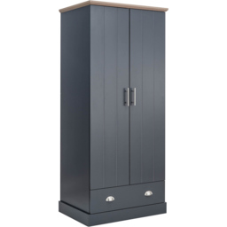 GFW Kendal 2 Door Single Drawer Slate Blue Wardrobe - Size: 2 Door, Single Drawer - Wilko - thumbnail 4