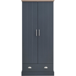 GFW Kendal 2 Door Single Drawer Slate Blue Wardrobe - Size: 2 Door, Single Drawer - Wilko - thumbnail 3