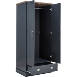 GFW Kendal 2 Door Single Drawer Slate Blue Wardrobe - Size: 2 Door, Single Drawer - Wilko - thumbnail 5
