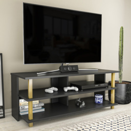 Decorotika Pueblo 4 Open Shelf Gold and Anthracite Wide TV Unit - Size: 47 x 120 x 45cm - Multi - Wilko - thumbnail 7