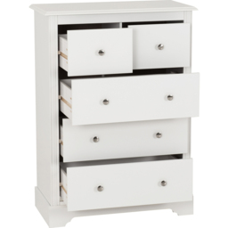Seconique Stratford 5 Drawer White Storage Chest - Wilko - thumbnail 5