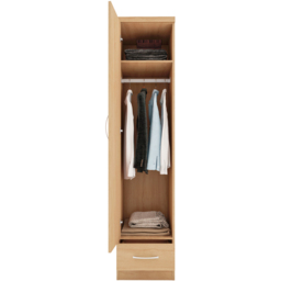 Seconique Nevada Single Door Single Drawer Sonoma Oak Wardrobe - Size: Single Door, Single Drawer - Brown - Wilko - thumbnail 3