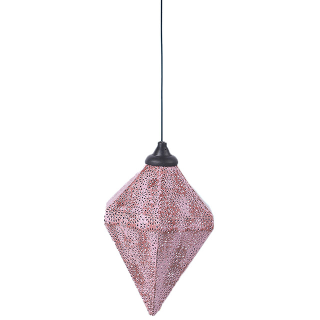 Luxform Moroccan Solar Powered Light Pink Metal LED Hanging Light - Size: 15.5 x 15.5 x 72cm - Wilko - image 1