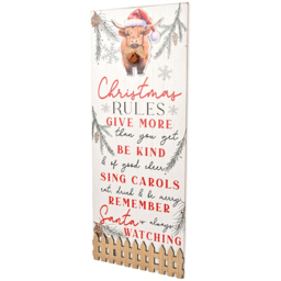 The Seasonal Gift Co. Highland Cow Christmas Rules Plaque - Size: 50 x 20 x 1.5cm - White - Wilko - thumbnail 3