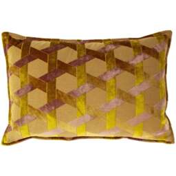 Paoletti Delano Ochre and Blush Velvet Jacquard Cushion - Size: 60 x 40cm - Multi - Wilko - thumbnail 1