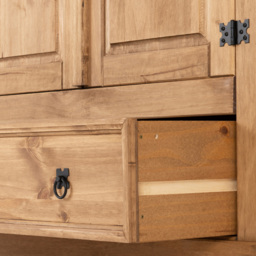 Seconique Corona 2 Door Single Drawer Distressed Waxed Pine Wardrobe - Size: 2 Door, Single Drawer - Brown - Wilko - thumbnail 7