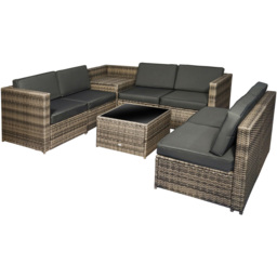 Outsunny 6 Seater Mixed Brown PE Rattan Sofa Lounge Set - Wilko - thumbnail 3
