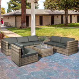 Outsunny 6 Seater Mixed Brown PE Rattan Sofa Lounge Set - Wilko