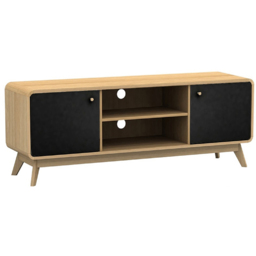 Loft24 Cassie 2 Door 2 Shelf Black Oak TV Stand - Size: 53 x 140 x 39cm - oak/black - Wilko - thumbnail 3