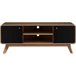Loft24 Cassie 2 Door 2 Shelf Black Oak TV Stand - Size: 53 x 140 x 39cm - oak/black - Wilko - thumbnail 4