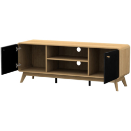 Loft24 Cassie 2 Door 2 Shelf Black Oak TV Stand - Size: 53 x 140 x 39cm - oak/black - Wilko - thumbnail 5