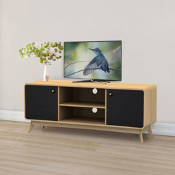 Loft24 Cassie 2 Door 2 Shelf Black Oak TV Stand - Size: 53 x 140 x 39cm - oak/black - Wilko - thumbnail 7
