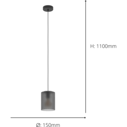 EGLO Colomera Black Steel and Grey Glass Pendant Light - Size: 110 x 15 x 110cm - Wilko - thumbnail 6
