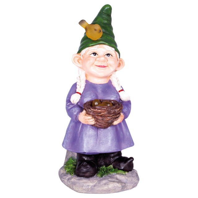 St Helens Female Gnome With Egg Basket - Size: 2.1x1.88x3.12cm - Purple - Wilko - image 1