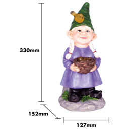 St Helens Female Gnome With Egg Basket - Size: 2.1x1.88x3.12cm - Purple - Wilko - thumbnail 5