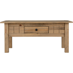 Seconique Panama Single Drawer Natural Wax Coffee Table - Size: 60 x 100 x 44cm - Brown - Wilko - thumbnail 5