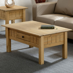 Seconique Panama Single Drawer Natural Wax Coffee Table - Size: 60 x 100 x 44cm - Brown - Wilko