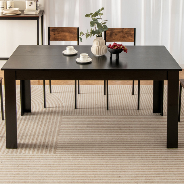 Costway 6 Seater Rectangular Dining Table Black - Wilko - image 1