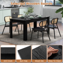 Costway 6 Seater Rectangular Dining Table Black - Wilko - thumbnail 6