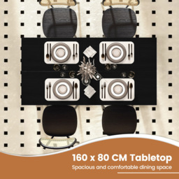 Costway 6 Seater Rectangular Dining Table Black - Wilko - thumbnail 7