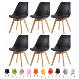 Eva Set of 6 Black Padded Dining Chairs - MCC - Wilko - thumbnail 7