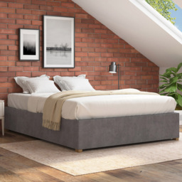 Aspire Furniture Single Steel Plush Platform Ottoman Bed - Silver - Aspire Beds - Wilko - thumbnail 1