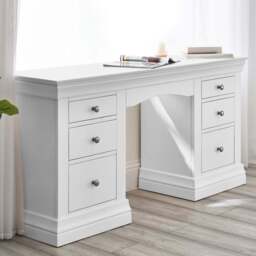 Julian Bowen Clermont Surf White Dressing Table - Size: 76 x 42 x 150cm - Wilko