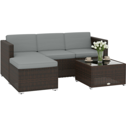 Outsunny 4 Seater Light Grey Garden Corner Lounge Set - Brown - Wilko - thumbnail 3