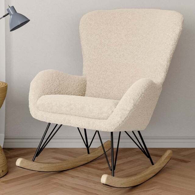 Living and Home Faux Wool Rocking Chair - Size: Single - White - Wilko - image 1