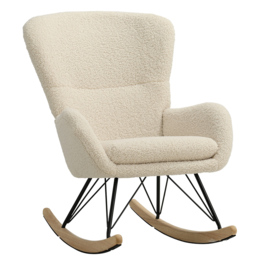 Living and Home Faux Wool Rocking Chair - Size: Single - White - Wilko - thumbnail 3