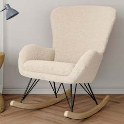 Living and Home Faux Wool Rocking Chair - Size: Single - White - Wilko