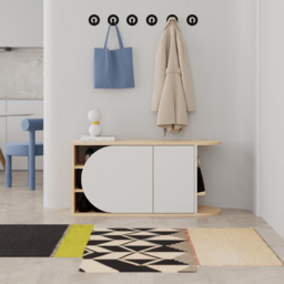 Decortie Nova 2 Door Oak White Modern Shoe Storage Bench with Hook - Size: 50 x 104 x 37cm - Multi - Wilko - thumbnail 5