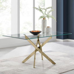 Furniturebox Tavolo Cesano 6 Seater Dining Set Gold and Blue - Wilko - thumbnail 3