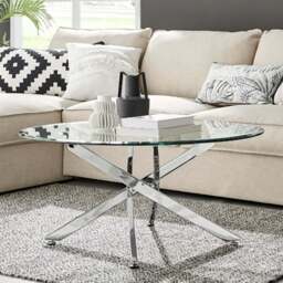 Furniturebox Alfredo Silver Round Coffee Table - Size: 90 x 90 x 45cm - Wilko - thumbnail 1