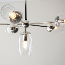 Merano Livorno Clear Glass Bright Nickel Plate Multi Arm Pendant Ceiling Light - Size: 81 x 81 x 78cm - Grey - Wilko - thumbnail 5