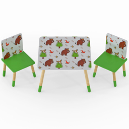 Kudl Kids 2 Seater Gruffalo Pattern Table and Chair Set - Size: 50 x 50 x 50cm - Green - Kidsaw - Wilko - thumbnail 4