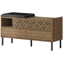 Decortie Heaton 3 Door Single Shelf Dark Oak Effect Modern Shoe Storage Bench - Size: 56.5 x 111 x 37cm - Brown - Wilko - thumbnail 3