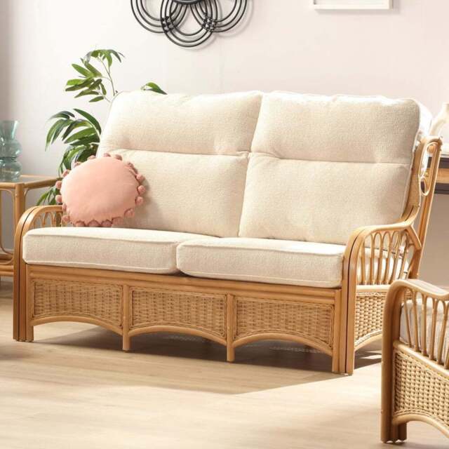 Desser Furniture Vale 3 Seater Light Oak Natural Rattan Cloud Sofa - Brown - Wilko - image 1
