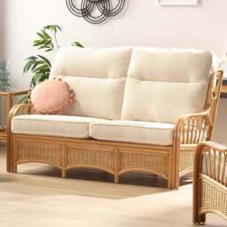 Desser Furniture Vale 3 Seater Light Oak Natural Rattan Cloud Sofa - Brown - Wilko - thumbnail 1