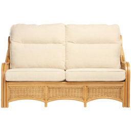 Desser Furniture Vale 3 Seater Light Oak Natural Rattan Cloud Sofa - Brown - Wilko - thumbnail 4